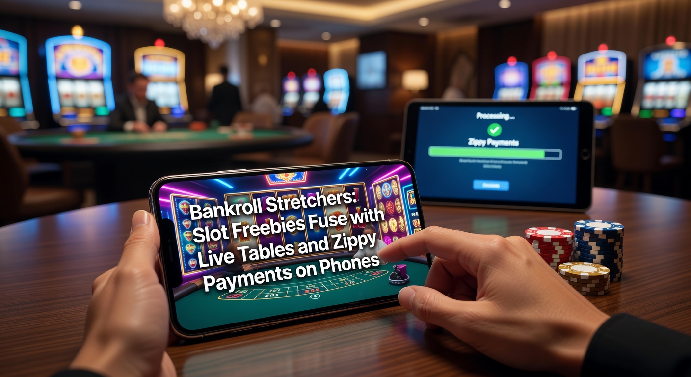 Smartphone zeigt Slot-Free-Spins, die nahtlos zu Live-Roulette übergehen, mit Zahlungs-App im Hintergrund