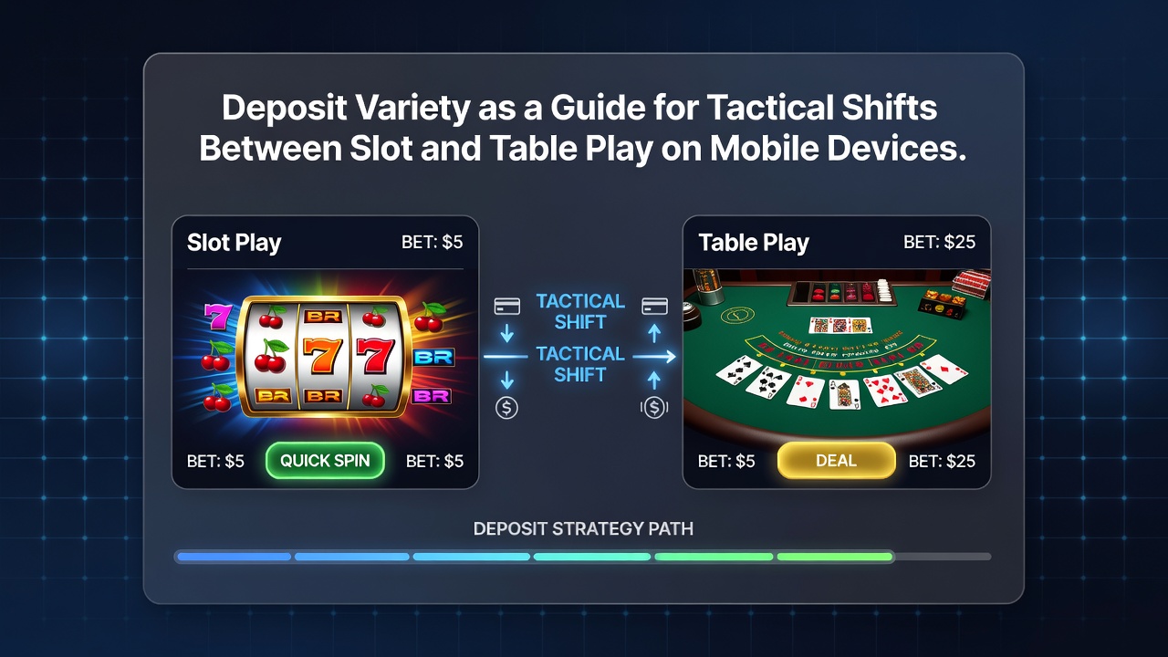 Mobile App-Oberfläche mit Wechsel zwischen Slot-Spiel und Live-Tisch sowie Einzahlungsmenü