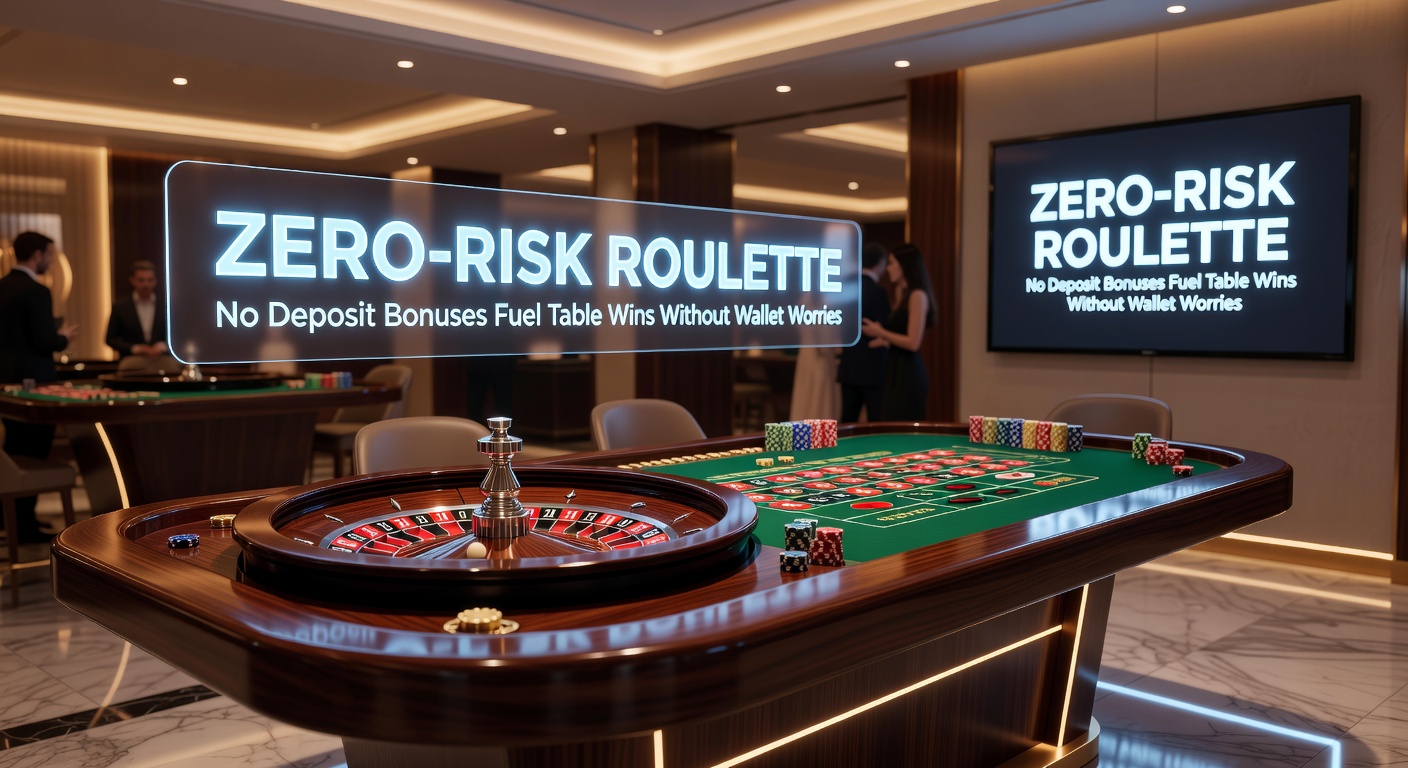 Nahaufnahme eines Smartphones mit Roulette-App und No-Deposit-Bonus-Pop-up, umgeben von Gewinnchips